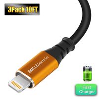 iPhone Charger 10 ft, Lightning Cable 3Pack, SMALLElectric iPhone Cable 10ft Sync Extra Long USB Charger Cord for iPhone X XS Max XR / 8 Plus / 7 Plus / 6 / 6s Plus / 5s / 5c / iPad Mini Air/Black