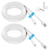 [2 Pack] 16.4FT Extension Power Cable for Wyze Cam Pan, WyzeCam, Kasa Cam, YI Dome Home Camera, Furbo Dog, NestCam Indoor, Blink, Netvue, Durable Charging Flat Cable for Home Security Camera