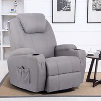 Esright Grey Fabric Massage Recliner Chair 360 Degree Swivel Heated Ergonomic Lounge