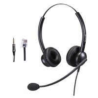 Telephone Headset with RJ9 Jack for Phone with Noise Cancelling Microphone Plus Extra 3.5mm Connector Compatible with Toshiba Mitel Aastra Shoretel Allworx Inter-Tel