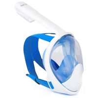 DIVELUX Snorkel Mask - Original Full Face Snorkeling and Diving Mask with 180° Panoramic Viewing - Longer Ventilation Pipe, Watertight, Anti Fog & Anti Leak Technology, (Blue, L/XL)