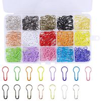450pcs 15 Colors Assorted Bulb Safety Pins Pear Shaped Pins Metal Safety Pins Knitting Stitch Markers Sewing Making with Storage Box