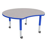 Crescent Adjustable-Height Mobile Preschool Collaborative Table, Gray Nebula Top / Blue Edge Band