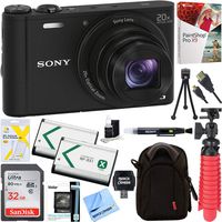 Sony Cyber-shot WX350 Compact Digital Camera with 20x Optical Zoom (Black) + 32GB SDHC Memory Dual Battery Kit + Accessory Bundle