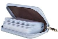 Easyoulife Genuine Leather Credit Card Holder Zipper Wallet With 26 Card Slots (Light Blue)