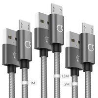 Micro USB Cable, Gritin [3-Pack: 3ft, 4.5ft, 6ft] High Speed Android Micro USB Charger Charging Cable - Nylon Braided Micro USB Sync Cable for Samsung, Nexus, Kindle, HTC, LG, Sony, PS4 and More