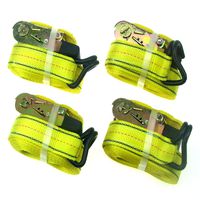 HFS 4pcs 1-1/2 x 15 ft Heavy Duty Ratchet Cargo Tie Down Straps 3000 lbs Dual J-Hooks