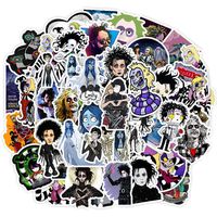Tim Burton Movie Laptop Stickers 50pcs Pack Vinyl Skateboard Water Bottle Computer Travel Case Guitar Snowboard Luggage Car Bike Phone Graffiti Decal (Edward Scissorhands)