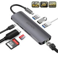 USB C Hub, Type C Adapter, AOMAIS 8-in-1 Docking Station with Ethernet Port, 3 USB 3.0 Ports, 4K HDMI, SD TF Card Reader and USB-C Power Delivery Compatible for MacBook Pro, More Type C Devices