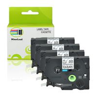 NineLeaf 4 Pack Extra Strength Label Cartridge Compatible for Brother Laminated TZ-S131 TZe S131 TZeS131 TZS131 Black on Clear 12mm x 8m 1/2" x26.2ft for P-Touch PT-D210 H110 H100 D400 D600 Printer