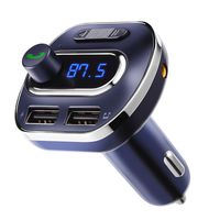 [Upgraded Version] Bluetooth FM Transmitter for Car, Wireless Radio Transmitter Car Adapter, QC3.0 Dual USB Charging Port, Support Aux Output, Hands-Free Call(Blue)