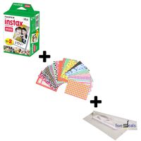 Fujifilm Instax Mini 9 FILM 1 Pack Bundle Set For Fuji Instant Camera + FREE 20 Border Stickers + Cleaning cloth (1 pack)