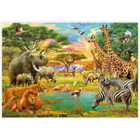 Allenjoy 7x5ft Jungle World Backdrop for Photography Summer Safari Animals Pictures Colorful Clouds Birthday Party Elephant Girls Boys Background Baby Shower Cake Smash Decoration Photo Booth Props
