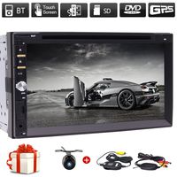 Free Wireless Backup Camera & Remote Control+ 7" Wince Double Din Car Radio in Dash FM/AM Multi-Touchscreen GPS Navigation Car DVD Player Headunits Work with Bluetooth Subwoofer USB SD Free Map Card