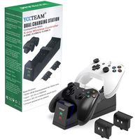 Xbox One Controller Charger，YCCSKY Dual Xbox One/One S/One X/ One Elite Controller Charging Station with 1200 mah Xbox Rechargeable Battery for Two Xbox Wireless Controllers-Black