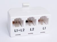 2-Line Telephone Separator Splitter Adaptor 1 Male to 3 Female RJ-11 White. The Separator2. Use with Any Standard RJ-11 Phone Cord.