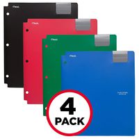 Five Star 4 Pocket Folders, Plastic Folders with Pockets, Assorted Colors, 4 Pack (73276)