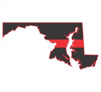Maryland thin red line 3.9x7 inches flag honoring our men & women of law enforcement and Fire Fighters USA america symbol sticker decal die cut vinyl - Made and Shipped in USA
