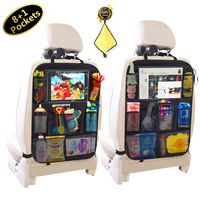 Car BackSeat Organizer,10"Tablet Holder+9 Storage Pockets Kick Mat,Car Seat Back Protectors for Kids Drink Toy Diaper,Organizers for Van SUV,Car Accessories for Kids &Toddlers(2 Pack) (8+1 pockets)