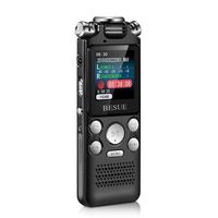 Digital Voice Recorder - 16GB Voice Activated Recorder with Playback USB Rechargeable, Noise Cancelling Audio Recorder for lectures, Double Microphone for HD Sound Recording Metal Casing Dictaphone (Renewed)