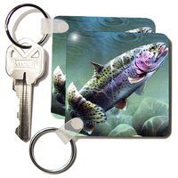 3dRose Rainbow Trout - Key Chains, 2.25 x 4.5 inches, set of 2 (kc_3462_1)
