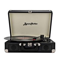 Byron Statics Record Player Vinyl Vintage Turntable Portable Nostalgic 3-Speed 2 Stereo Speakers Replacement Needle 9V 0.8A DC in Standard RCA Headphone Outputs Black