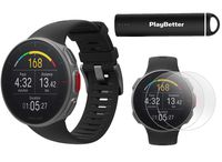 Polar Vantage V Pro (Black) Power Bundle with PlayBetter Portable Charger & HD Screen Protectors (4-Pack) | GPS & Barometer | Heart Rate, Multisport Watch