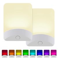 GE Color-Changing LED Night Light, 2 Pack, Plug-in, Dusk-to-Dawn, Home Décor, for Kids, Ideal for Bedroom, Bathroom, Nursery, Kitchen, Basement, White Base, 46722