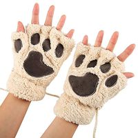 Gloves us Warm Fingerless Gloves Cute Plush Bear Claw Cat Paw Soft Gloves Winter Mittens for Women