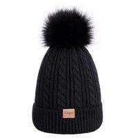 Kids Toddler Baby Winter Beanie Hat, Children's Warm Fleece Lined Knit Thick Ski Cap with Pom Pom for Boys Girls (Black)