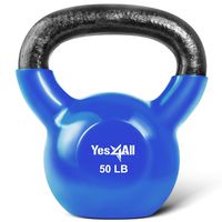 Yes4All Vinyl Coated Kettlebell Weights Set - Great for Full Body Workout and Strength Training - Vinyl Kettlebell 50 lbs