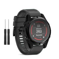 HSWAI Compatible BandsReplacement for Garmin Fenix 5X/Fenix 5X Plus/Fenix 3/Fenix 3 HR，26mm Width Soft Silicone Watch Strap with Black Metal Buckle for Women & Men(Black)