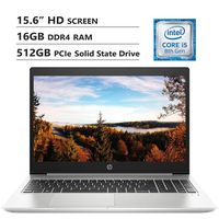 HP ProBook 450 G6 15.6" HD Screen Laptop, Intel Core i5-8265U Up to 3.9GHz, 16GB DDR4 RAM, 512GB PCIe Solid State Drive, Wireless-AC, HDMI, USB 3.0, USB Type-C, Windows 10 Pro, Silver