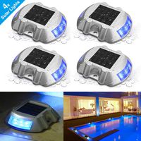 SOLMORE 4 Pack Solar Deck Lights LED Dock Light Solar Lights Step Road Path Light Waterproof Security Warning Driveway Lights for Outdoor Fence Patio Yard Home Pathway Stairs Garden (Blue)