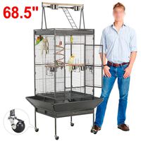 Yaheetech 69-inch Wrought Iron Rolling Large Parrot Bird Cage for African Grey Small Quaker Amazon Parrot Cockatiel Sun Parakeet Green Cheek Conure Dove Lovebird Budgie Play Top Bird Cage with Stand