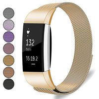 Mosonoi Compatiable with Fitbit Charge 2 Bands, Adjustable Metal Straps Replacement Bands Charge 2 Accessories Fit for Fitbit Charge 2 Smartwatch Women Men(Large, Gold)