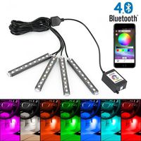 Car Interior Light, SIZZLEAUTO LED Strip Lights 4PCS 36 LED Bluetooth App Control Muti Color Underdash Lighting Kit Atmosphere Decoration RGB Lamp With Sound Active for iPhone Android Smart Phone