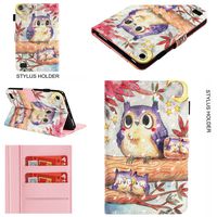 Ostop Compatible with All-New Amazon Fire 7 Tablet 2019/2017/2015 Case,Slim Stand Folio Cover PU Leather Flip Wallet Smart Case with Auto Sleep/Wake and Pencil Holder,Purple Owl