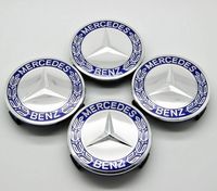 4 Pieces 75mm Dark Blue Center Wheel Hub Caps for Mercedes-Benz,Applicable to All Models