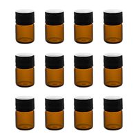 Super Z Outlet 1ml (1/4 dram) Mini Amber Glass Vial Bottles with Orifice Reducer and Cap for Essential Oils, Colognes & Perfumes (12 Pack)