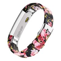 bayite Leather Bands Compatible with Fitbit, Black/Pink Floral, Size No Size