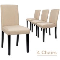 Furmax Dining Chairs Urban Style Fabric Parson Chairs Kitchen Livng Room Armless Side Chair with Solid Wood Legs Set of 4 (Beige)