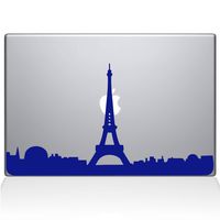 The Decal Guru 2070-MAC-11A-DB Paris City Skyline Decal Vinyl Sticker, Dark Blue, 11" MacBook Air