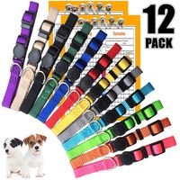 GAMUDA Puppy Collars - Super Soft Nylon Whelping Puppy ID - Adjustable Breakaway Litter Collars Pups - Assorted Colors Plain & Identification Collars with 2 Record Keeping Charts - Set of 12 (S)