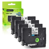 GREENCYCLE 4 PK Compatible for Brother P Touch Labeler TZ131 TZE131 Black on Clear Label Tape 12mm