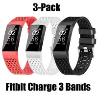 WISHTA Fitness Bands Compatible with Fitbit Charge 3 & Charge 3 SE, Waterproof Replacement Strap for Women Men, Multi-Colors Bands 3 Pack (3pcs-or,wh,bl, Small(Band for Charge 3, not Charge 2))