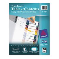 Avery Plastic 10 Tab Dividers for 3 Ring Binders, Customizable Table of Contents, Multicolor Tabs,1 Set(11818)
