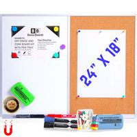 White Board and Cork Board Combination (18 x 24") Magnetic Bulletin Combo Board for Home or Office, Use as Vision or Message Board, Wall Mounted Memo Board, Dry Erase Markers