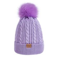 Kids Toddler Baby Winter Beanie Hat, Children's Warm Fleece Lined Knit Thick Ski Cap with Pom Pom for Boys Girls (Purple)