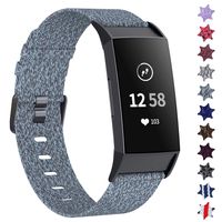 XIMU Bands Compatible with Fitbit Charge 3 / Charge 3 SE, Soft Woven Fabric Watch Band Strap Replacement Wristbands Accessories Women Men for Charge 3 Smart Watch